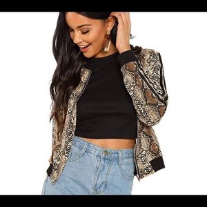 Snakeskin Print Short Bomber Jacket - size 4/6